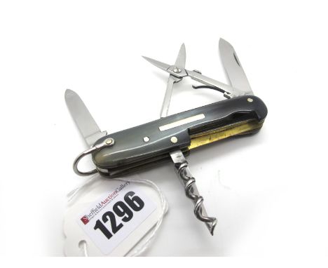 A Stan Shaw Five Piece Pocket Knife, with horn scales, 10cm long.