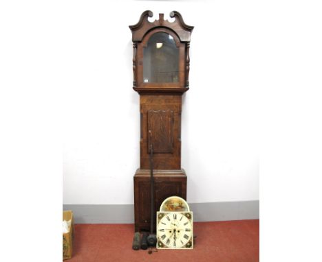 An Early XIX Century Mahogany and Oak Longcase Clock, the white dial with Roman numerals and two subsidiary dials, inscribed 