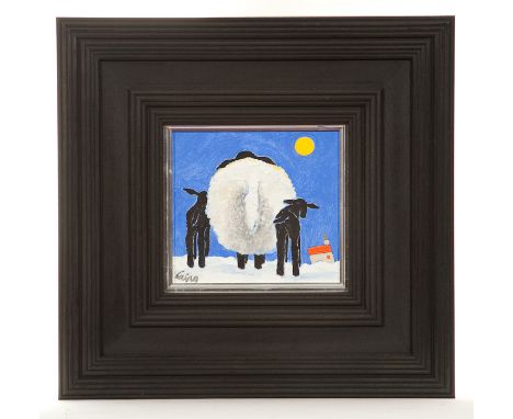 ROWENA LAING, NIGHT LIGHT oil on board, signed 14cm x 15cm Framed