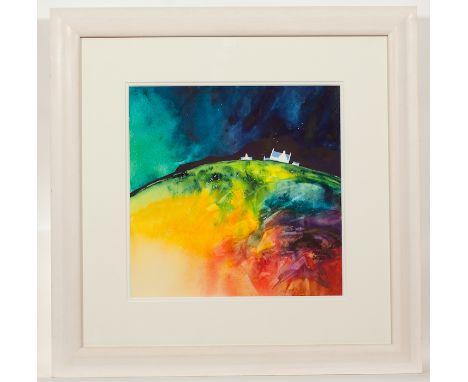  MARTIN OATES, FADING LIGHT, ARGYLL watercolour on paper 54cm x 54cm Mounted, framed and under glass 