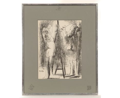  * PABLO PICASSO (SPANISH 1881 - 1973), LE PEINTRE ET SON MODELE lithograph on paper, dated 11.1.64 25cm x 18cm Mounted, fram