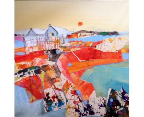  MAY BYRNE, AUTUMN LIGHT mixed media, signed 60cm x 60cm Mounted, framed and under glass 