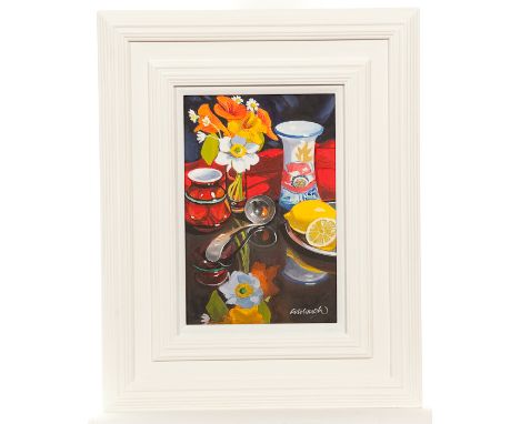  FRANK COLCLOUGH, STUDY WITH OLD SAUCE LADLE oil on board, signed 30cm x 20cm Framed and under glass 