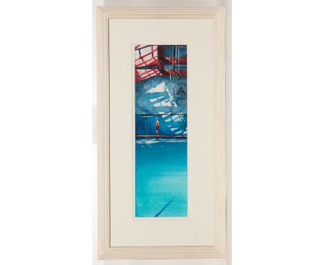  BRYAN EVANS, AFTERNOON LIGHT IN THE ARLINGTON BATHS watercolour on paper, signed 65cm x 20cm Mounted, framed and under glass