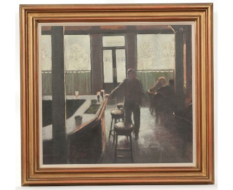  * ALEXANDRA (SANDIE) GARDNER, BAR IN GLASGOW WITH THE ARTIST`S FATHER oil on canvas board, signed 56cm x 61cm Framed and und