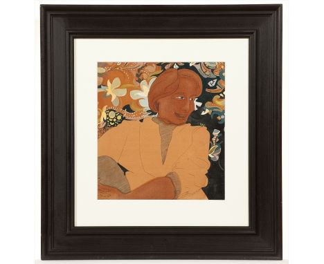  * ALASDAIR GRAY, PORTRAIT OF A FRIEND mixed media on paper 39cm x 36cm Mounted, framed and under glass Alasdair Gray (born 2