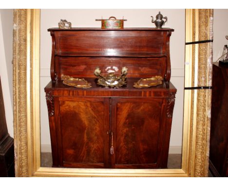 A 19th Century mahogany chiffonier,&nbsp;having raised shelved back and cupboards below, 109cm wide&nbsp;&nbsp;