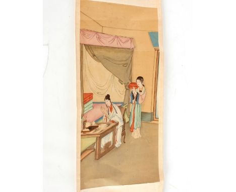 Three Chinese scroll paintings;&nbsp;and a panoramic photograph of Tsingraa (4)