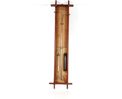 An Admiral Fitzroy barometer / weather station,&nbsp;in oak case, 105cm deep