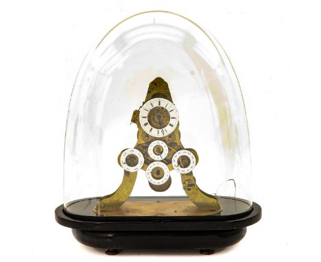 19th century, with complete calendar and alarm clock, signed A.D. Lemarchand Brevete Paris, on wooden base and glass dome, to