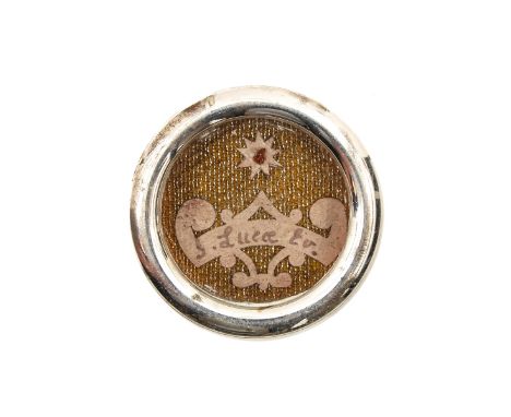 containing relic of Saint Lucas Ev., diameter 4 cm., with certificate