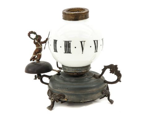 with alarm clock, Amor is sitting on the bell, height 18 cm.