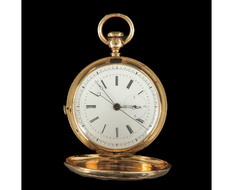 18 carat gold, signed A. Huguenin Locle, with double spring barrel, chronometer with quarter-second indication, diameter 53 m