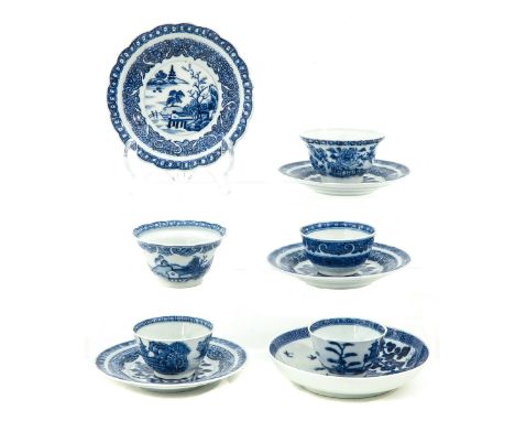 Landscape decor, saucers are 12 cm. in diameter, chip and hairline.