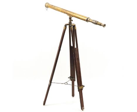 on tripod, bronze and wood, length 100 cm.