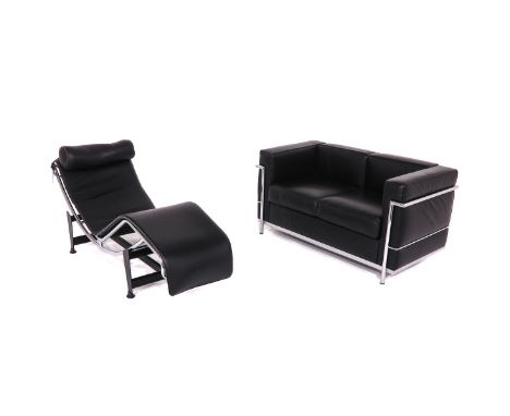 consisting of a 2-seater sofa and a lounge chair, after Corbusier