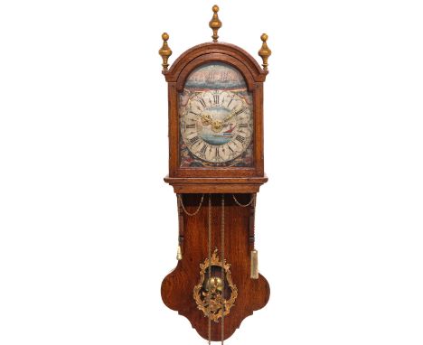 Friesland, model spider clockwork with quarter striking mechanism, double bell and alarm clock, original dial painted, monogr