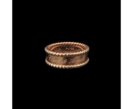 brand Van Cleef &amp; Arpels, model PerlŽe Signature Ring, 18 carat gold, with engraving, ring size 18, with original box