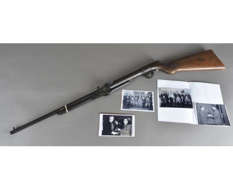 Shooting, a BSA light pattern air rifle, 177 Cal, Circa 1921, together with four reproduction photographs of previous owner, 