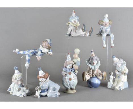 A collection of eight Lladro figures, all modelled as child clowns (8)