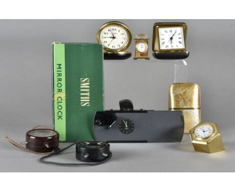 A Smiths Mirror clock, together with a collection of other travel clocks and related items etc