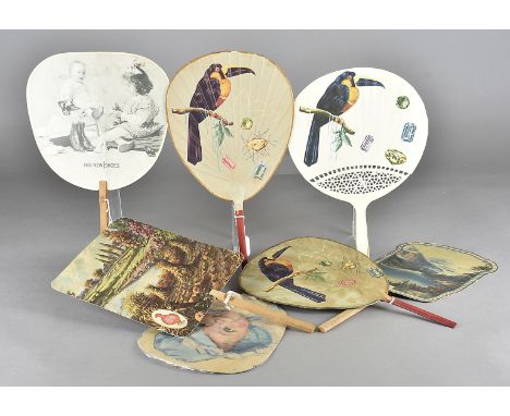 Collection of 20th Century Fixed Advertising Fans, promoting electrical appliances, clothing, jewellery and more. Including a