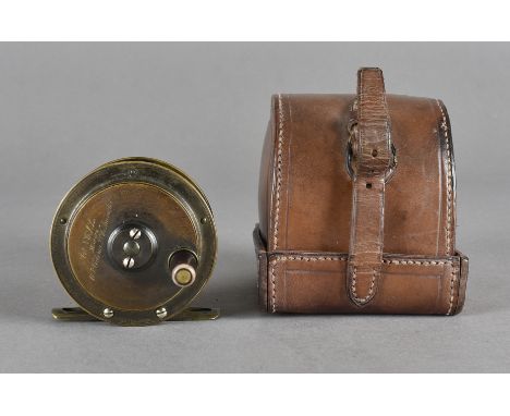 Angling Equipment, a vintage, engraved, brass centre pin reel, A & N ( Army & Navy) Maker, 105 Victoria St Westminster, appro