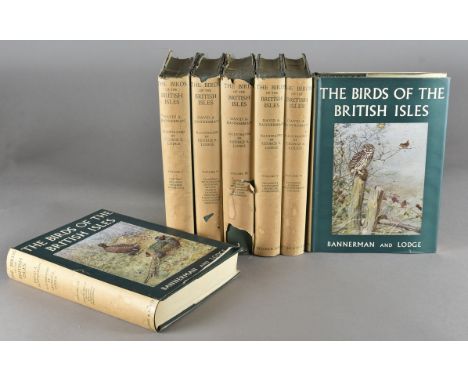 Bannerman and Lodge, twelve volumes The Birds of the British Isles, first edition 1953, some dust covers af