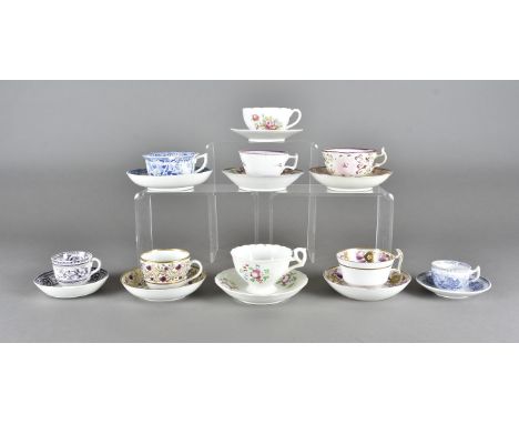 A collection of 19th Century English porcelain and pottery cups and saucers 