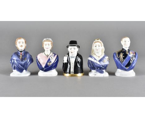 A collection of Royal Worcester Candle Snuffers, including Queen Victoria, Prince Albert, Queen Elizabeth II, Duke of Edinbur
