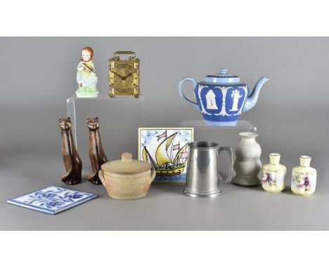 A quantity of miscellaneous ceramics and metalware, including a pair of St Ives stoneware pots and covers, porcelain photogra