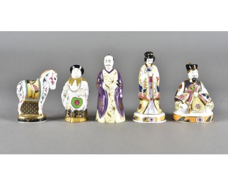 A collection of Royal Worcester Candle Snuffers, including Emperor, Samurai, Empress, Mandarin and Chinese year of the Horse 