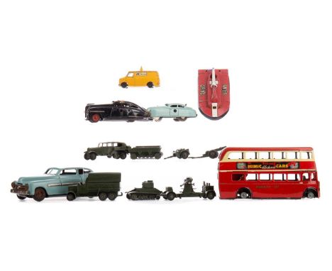 DINKY MODELS,a 1950s group including AA Service Bedford Van, SRN6 Hovercraft and military, along with a Corgi Ford Truck and 