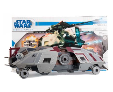 STAR WARS: THE CLONE WARS AT-TE MODEL,by Hasbro, with boxLight play worn condition, dissembled but appears mostly complete, s