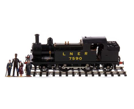 CONNOISSEUR KIT BUILT O-GAUGE LOCOMOTIVE,L.N.E.R. 7590 F5 2-4-2T, presented on track section and accompanied by four small Br