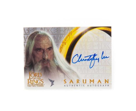 THE LORD OF THE RINGS TOPPS MOVIE TRADING CARD GAME,an Authentic Autograph card for Christopher Lee as Saruman