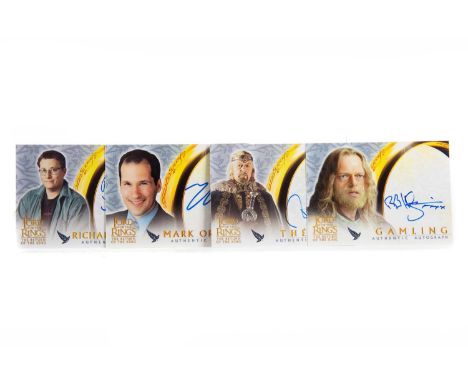 THE LORD OF THE RINGS TOPPS MOVIE TRADING CARD GAME,eight Authentic Autograph cards for Bernard Hill as Theoden, Bruce Hopkin