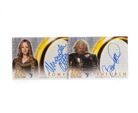 THE LORD OF THE RINGS TOPPS MOVIE TRADING CARD GAME,two Authentic Autograph cards for Miranda Otto as Eowyn and Bernard Hill 