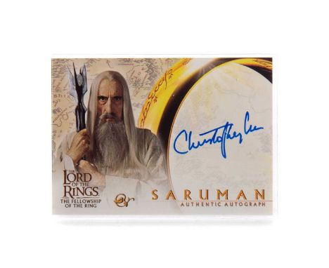 THE LORD OF THE RINGS TOPPS MOVIE TRADING CARD GAME,an Authentic Autograph card for Christopher Lee as Saruman