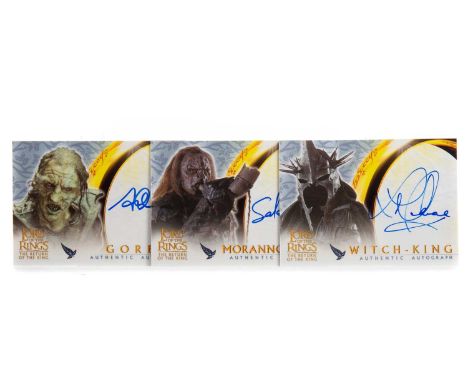 THE LORD OF THE RINGS TOPPS MOVIE TRADING CARD GAME,three Authentic Autograph cards for Lawrence Makoare as Witch-King, Steph