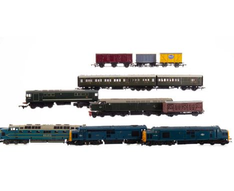 MODEL RAILWAY,eight diesel/electric locomotives including Hornby, Lima and Bachmann, also varied coaches and rolling stock in