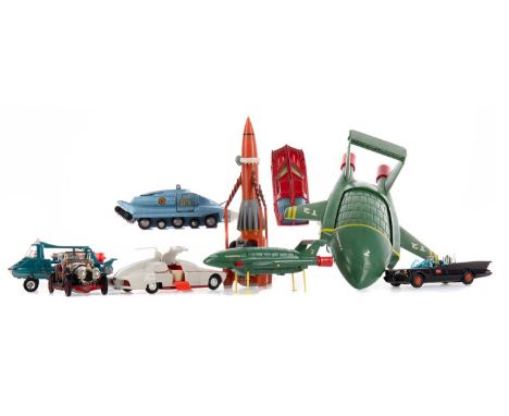 FIVE GERRY ANDERSON DINKY MODELS AND OTHERS,including Captain Scarlet Spectrum Pursuit Vehicle and Joe's Car, along with two 