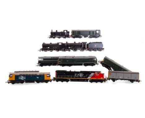 MODEL RAILWAY,a group of locomotives, steam and diesel/electric, including Bachmann and Lima, also a 'CN' unmarked, along wit