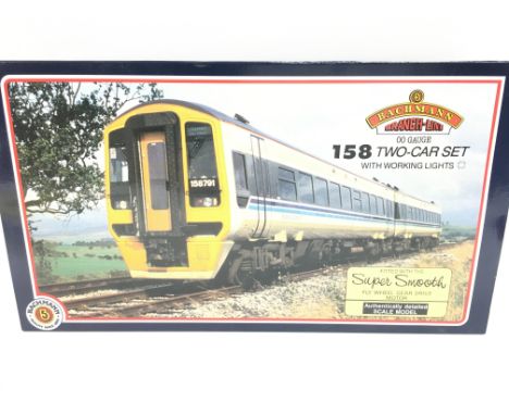 A Boxed Bachmann 00 Gauge 158 Two-Car Set with working lights.