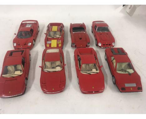 Collection of eight model Ferraris by burago. Scale 1/24NO RESERVE