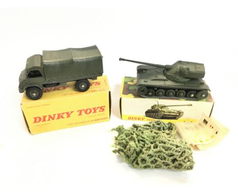 A Boxed French Dinky Toys Army Covered Wagon and A.M.X13 Tank complete. #801.