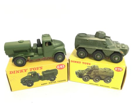 A Boxed Dinky Army Water Tanker #643 and a Armoured Personnel Carrier. #676.