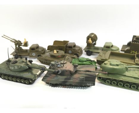 A Box Containing Plastic and Diecast Military Vehicles including Solido.