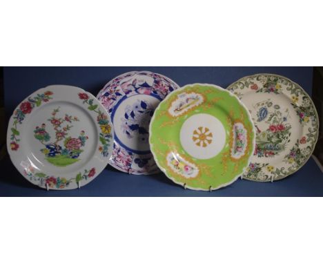 Four various Spode & later dinner plates including floral pattern, printed mark and design #2148 to base; floral pattern, pri