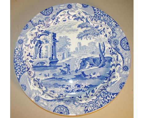 Spode Italian pattern charger with impressed and printed marks to base (as inspected: small rim chip), D36.5cm approx. Early 